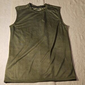 Zone Pro Men's Green Black Striped Sleeveless Tank Crew Neck 100% Polyester M